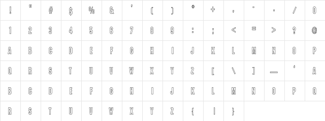 Machine-LightHC Regular  glyph index