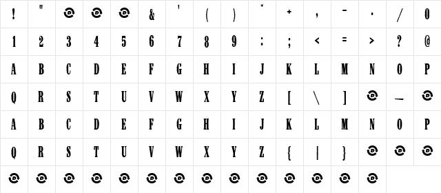 HotBurrito3 Regular  glyph index