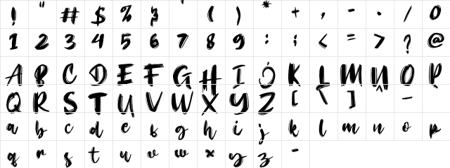 High Performance Demo Regular  glyph index
