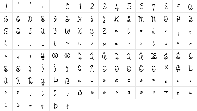 FZ SCRIPT 21 Normal  glyph index