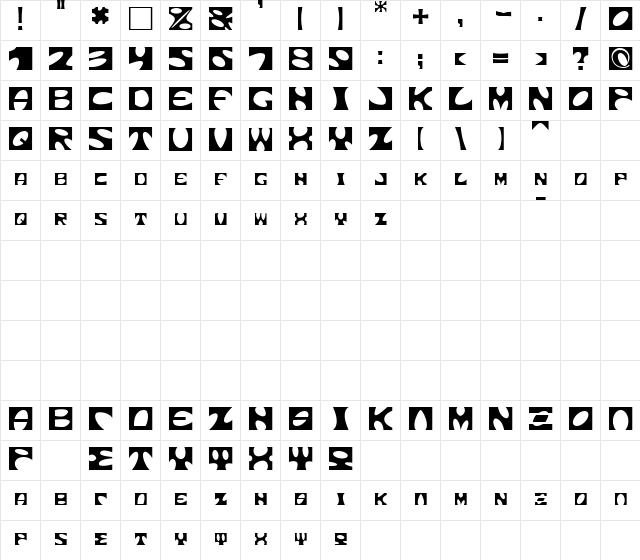 Square circle Regular  glyph index