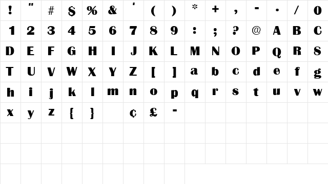 BurinSSK Regular  glyph index