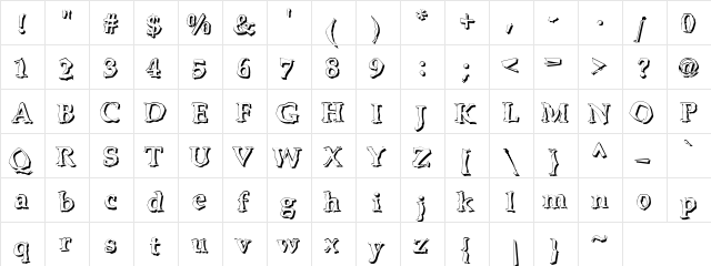 BONKERS shadow Bonkers - shadow  glyph index