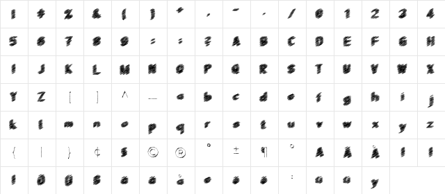 ScrFIBbLE Bold  glyph index