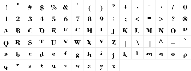 Kishint Mild Regular  glyph index