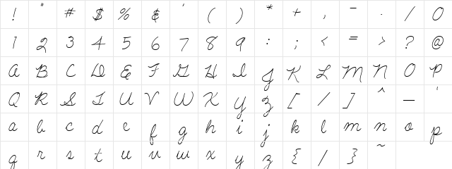 LD Shelly Script Regular  glyph index