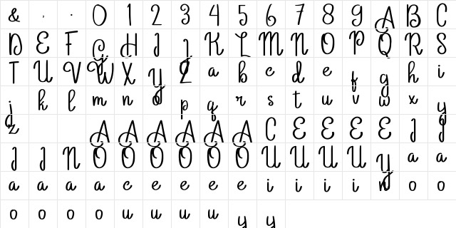 Arbiy Regular  glyph index