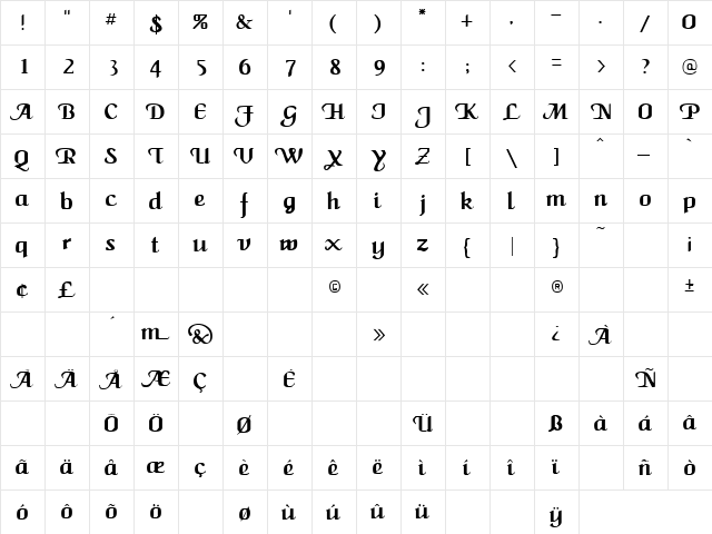 Life Sentence 6 Regular  glyph index