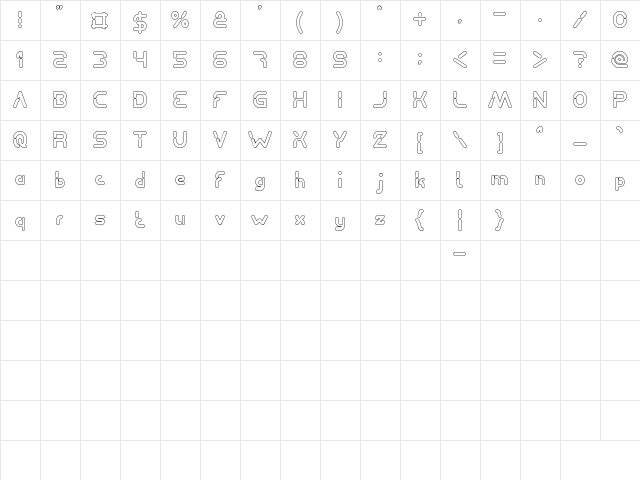 Stay Kind and REPEAT-Hollow Normal  glyph index