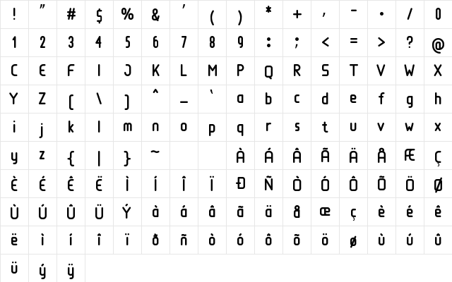 Loja Regular  glyph index