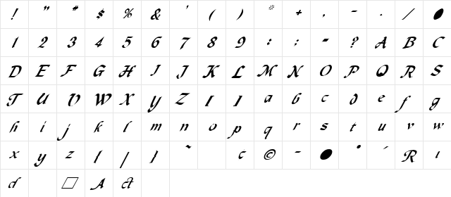MAGNETC Regular  glyph index