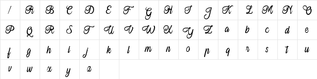 Ferishley Sunshine Regular  glyph index