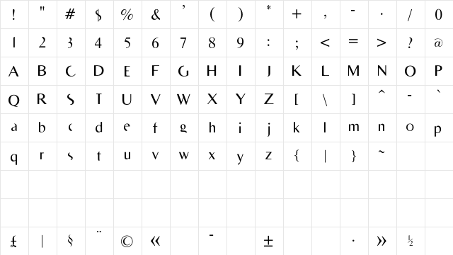 RighOn Medium  glyph index