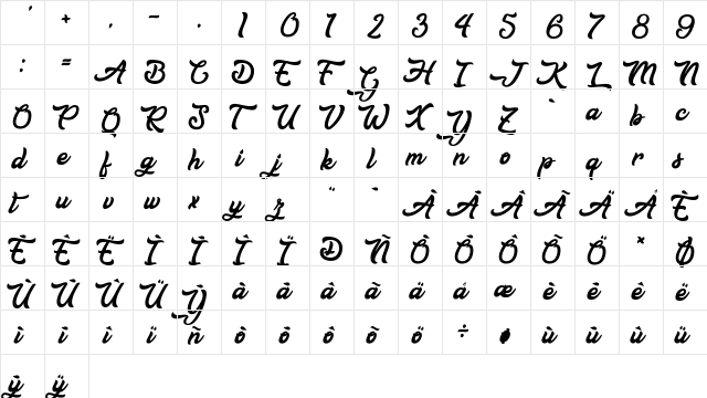 Rainmaker in the Shadow Regular  glyph index