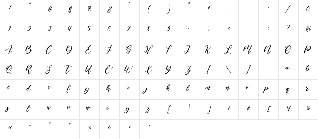 Lilybud Regular  glyph index