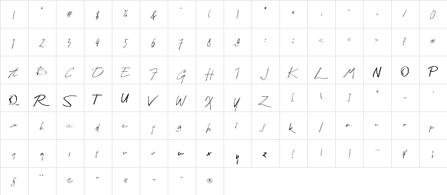 Hapsary Demo Version Regular  glyph index