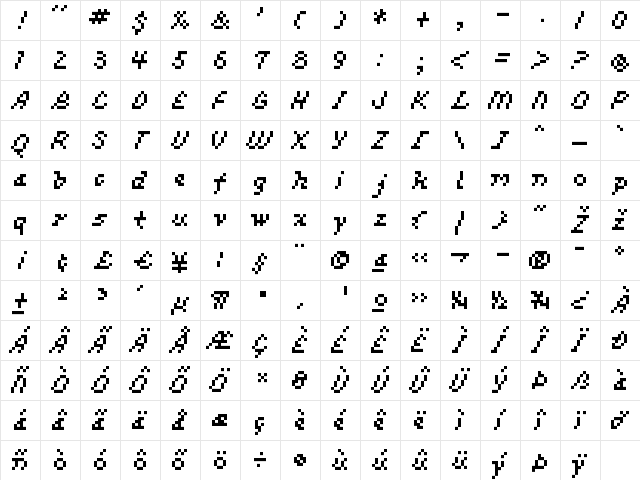 lettau 06_55 Regular  glyph index