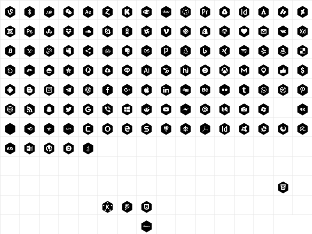 font icons 120 Regular  glyph index