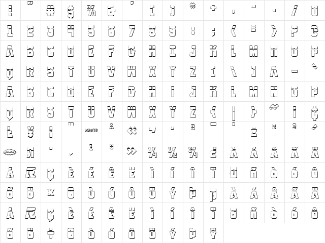 Anitlles Laser 3D Regular  glyph index