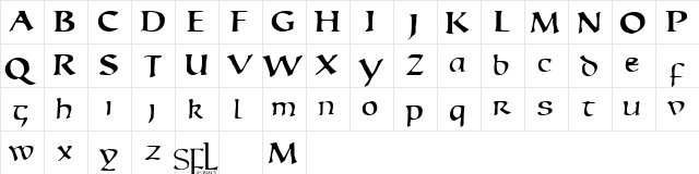 Mantua Regular  glyph index