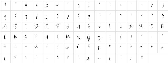 Soredime DEMO Regular  glyph index