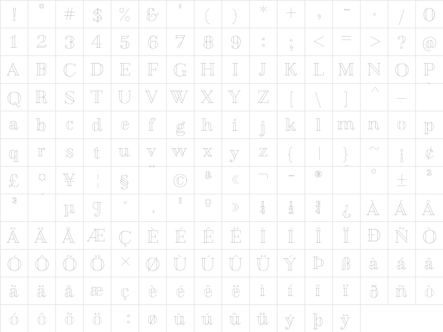 Geotica One Open  glyph index