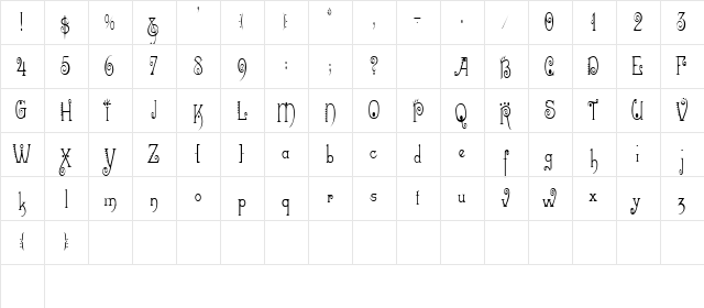 MexacaliCondensed Regular  glyph index