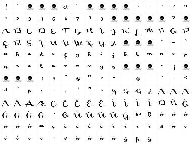 Monoment Regular  glyph index