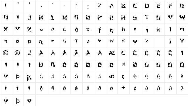 FZ WARPED 11 Normal  glyph index