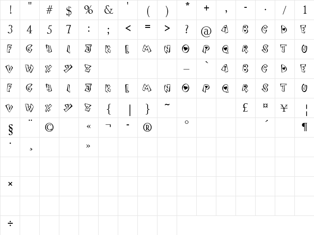 Sound Heart Regular  glyph index