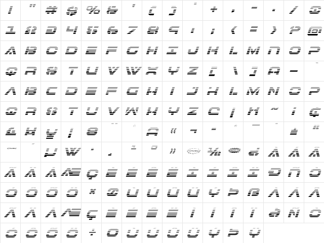 7th Service Gradient Italic Italic  glyph index