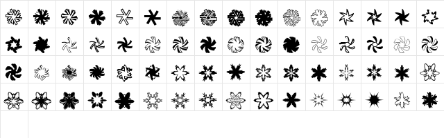 MiniPics-Snowflakes Roman  glyph index