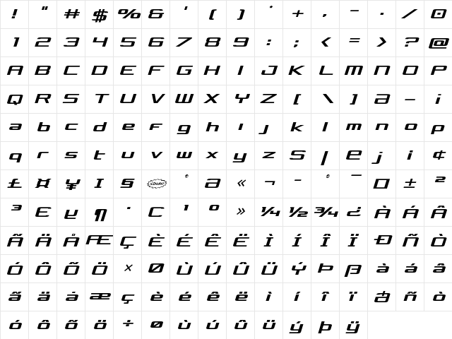 Concielian Semi-Italic Semi-Italic  glyph index