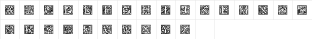 Goudy Initialen Regular  glyph index