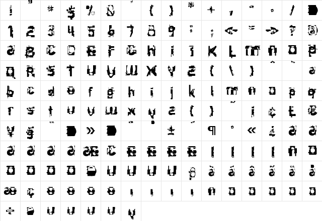 F2FEIDeeCons LT Std Regular  glyph index