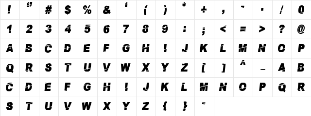 PaybAck Regular  glyph index