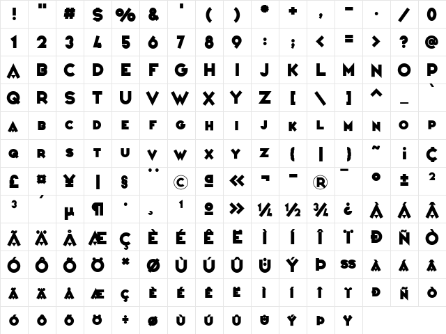 Variet頃onf鲥ncier Regular  glyph index