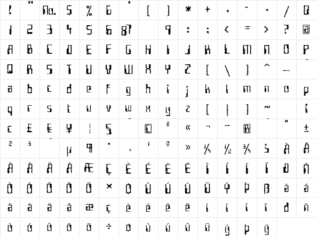 Future Imperfect Regular  glyph index