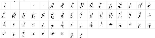 Jessie Odelya Demo Regular  glyph index