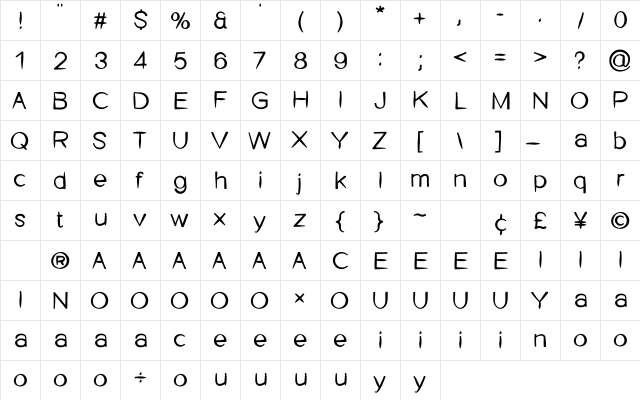 ST Hanekam Paint  glyph index