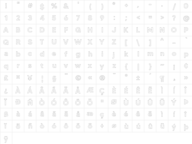 MADE TOMMY Outline Medium  glyph index