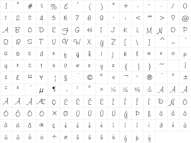 Imbalance 2 Regular  glyph index
