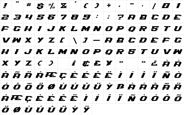 Spiky-016 Regular  glyph index