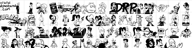 Futurama All Hail The Hypnotoad Regular  glyph index