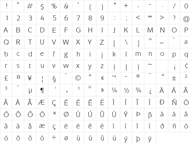Mixage ITC Std Book  glyph index