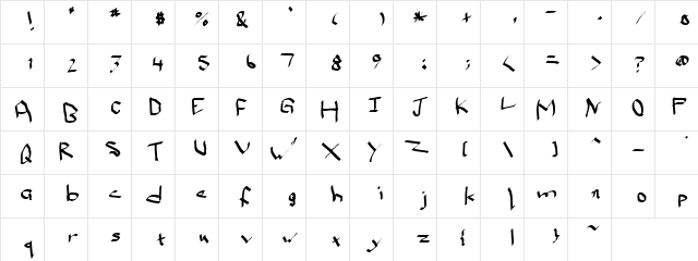 Qwikscribble Normal  glyph index