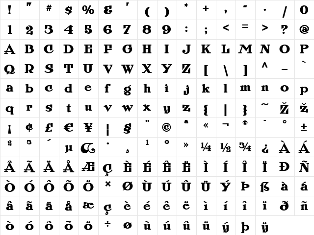 Merry Old Soul NF Regular  glyph index