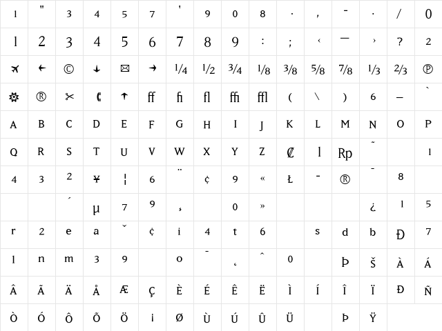 MatrixFractions-Book Book  glyph index