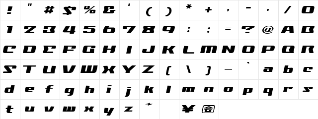 Nationalyze ALP  glyph index