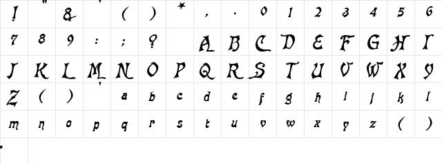 Baphomet BlackItalic  glyph index